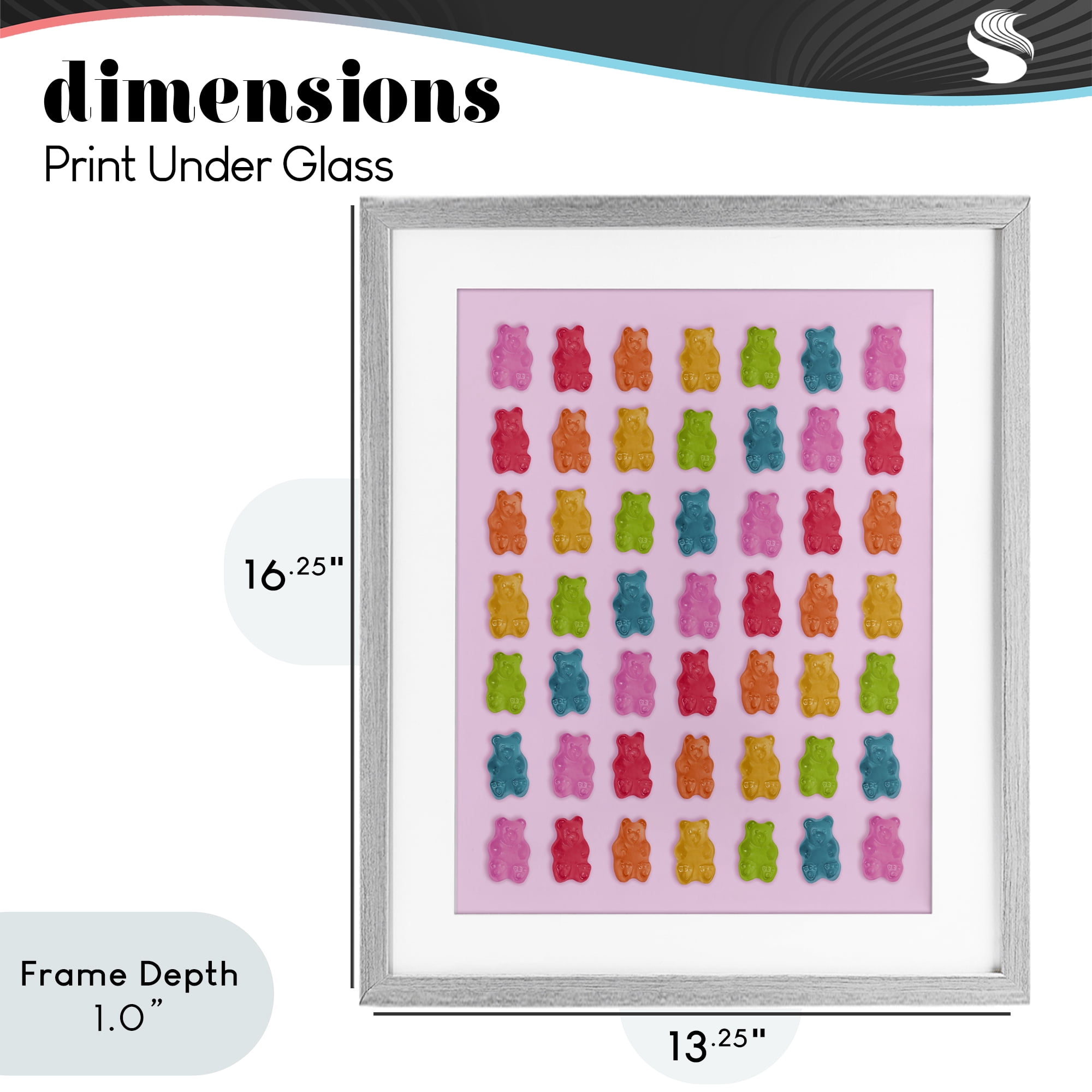 Stupell Industries Soft Rainbow Bears on Pink Gray Framed Print Under Glass, design by LISH Creative