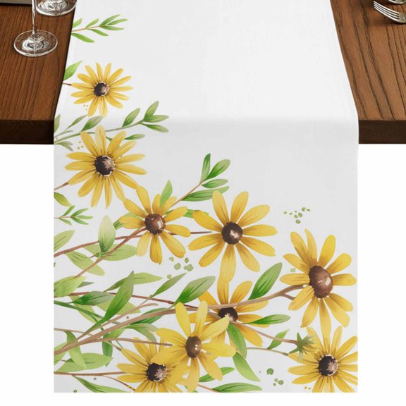 Table Runners 70 Inches Long Dress Scarves, Yellow Daisy Flowers Farmhouse Coffee/Dining/Kitchen Table Decor, Holiday Table Runner, Spring Summer Pastoral Garden Floral 13x70 Inch