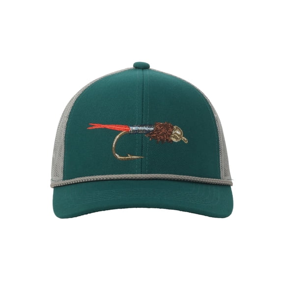 Green/Grey Lure 6-Panel Fishing Cap – Structured, Embroidered, Snapback, One Size