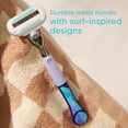 thumbnail image 5 of Venus Summer Surf Extra Smooth Sensitive Razor for Women, 5 Blades, Manual Razor, Handle + 2 Razor Blade Refills + Shower Hook, Purple, 5 of 11