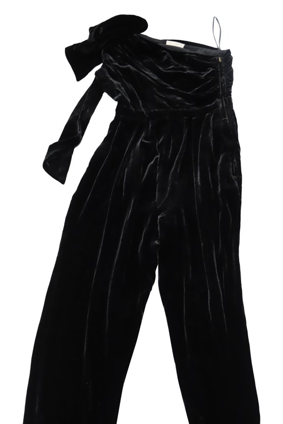 Pre-Owned Ulla Johnson Tess One Shoulder Jumpsuit in Black Velvet