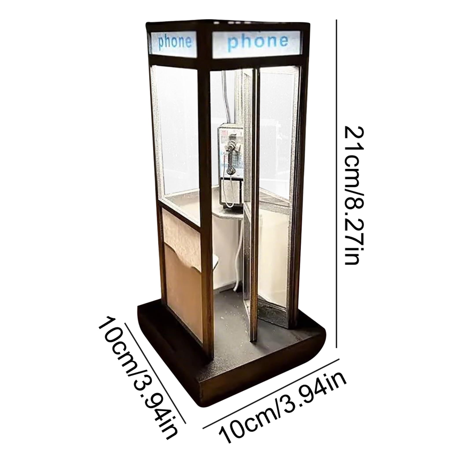 Retro Vintage Phone Booth Table Lamp, Tall Telephone Box Decorative Night Light with Warm LED Light for Bedroom Office Desk, Classic Phonebooth Lamp Home Decor Gift for Living Room Study