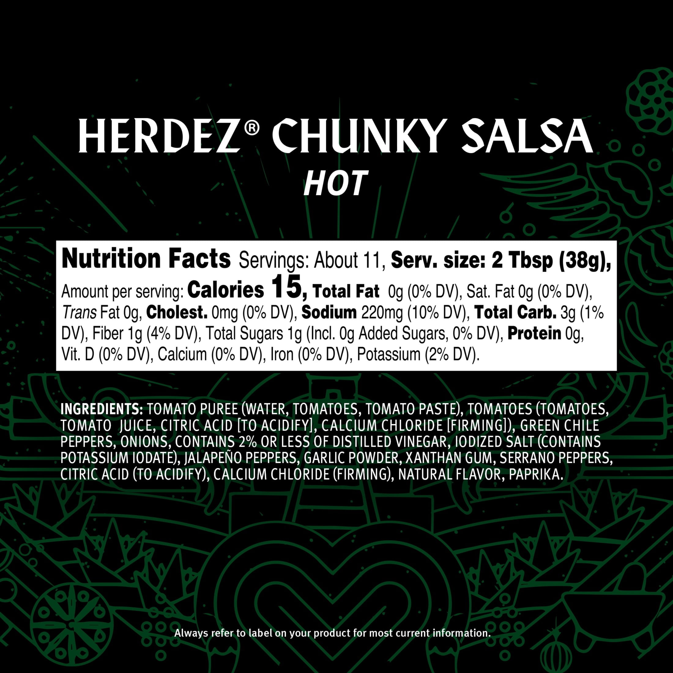 (3 pack) HERDEZ Chunky Salsa Hot, Tortilla Chip Dip, Shelf Stable, 15 oz  Glass Jar