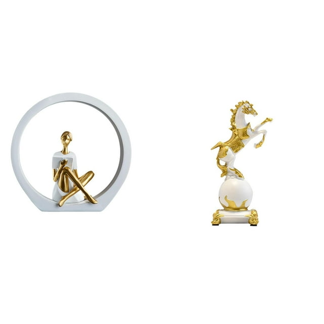 Estatua de niña, figura de resina, elegante escultura artística para mujer, decoración creativa, adorno abstracto de caballo, adecuado para estante, e