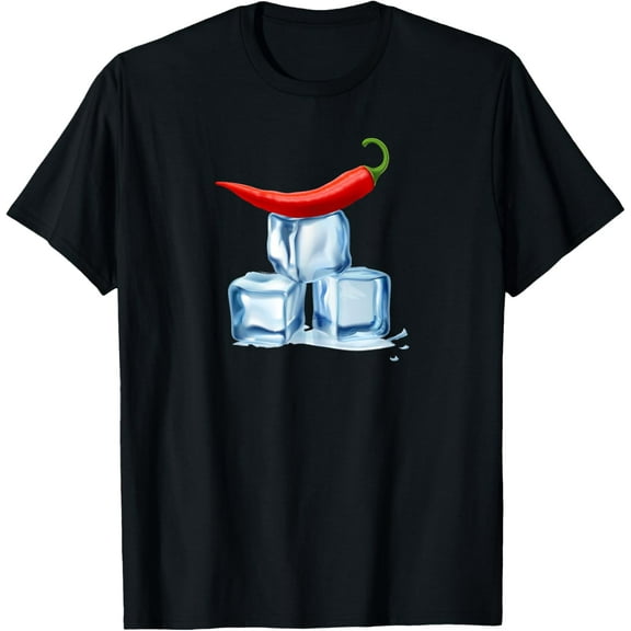 Hot summer, ice cubes with hot chilli, fun design Funny Creative Graphic T-Shirt