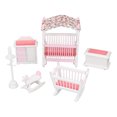 thumbnail image 2 of Juego de muebles de dormitorio Yuxing casa de muñecas 1:12 madera rosa y blanca, 2 of 5