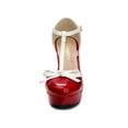 thumbnail image 2 of BLISSFUL STEP Valentine's Women's Platform T Strap Bow Vintage Block Heels Pumps Red 6, 2 of 8