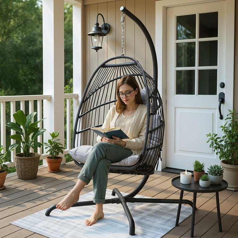 Egg Chair Black Wicker Patio Furniture Home Depot Nicesoul Indoor