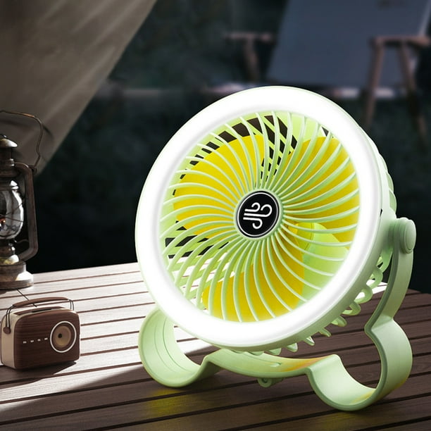 EGNMCR With Night Light USB Desk Fan Rechargeable Mini Fan Portable 3Speeds Desktop Table Fan Plug In Power Fan Rotation Strong Wind Quiet