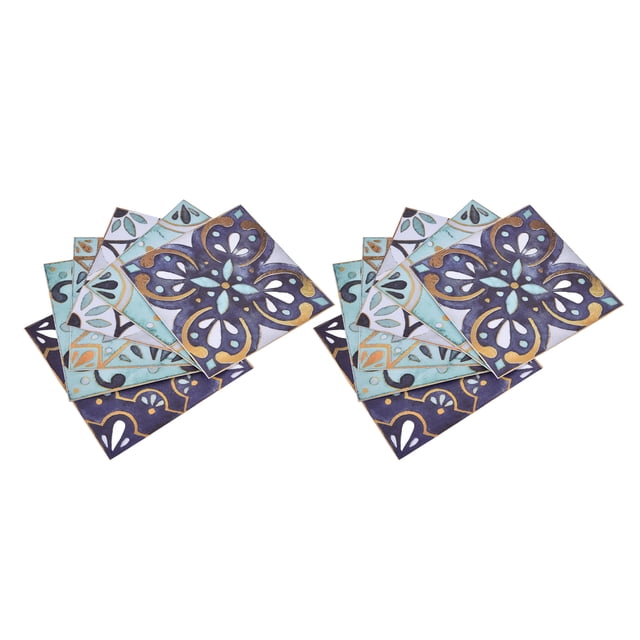 Floor Stickers, Self Adhesive Waterproof Tile Stickers Retro Style For Balcony Light Gray With Gilt Edging,Dark Green With Gilt Edging