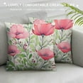 thumbnail image 3 of HENGT  Watercolor Poppy Flower Pillow Covers - Pink Floral Throw Pillow Cases Floral Pillowcases Green Plants Leaves Blossom Cushion Covers for Home Outdoor, 3 of 5