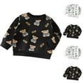 thumbnail image 4 of GPAECEAD Toddler Kids Boys Girls Sweatshirt Cotton Bear Prints Pullover Letter Print Shirt Pullover Sweater Top Fall and Winter Clothes White, 4 of 4