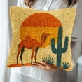 thumbnail image 5 of DIY Latch Hook Pillow Cover Kits Camel and Cactus with Sunset Stamped Handamade Pillowcase Crochet Yarn Hook and Latch Emboridery Throw Pillow for Home Sofa Decor 43x43cm(2), 5 of 8