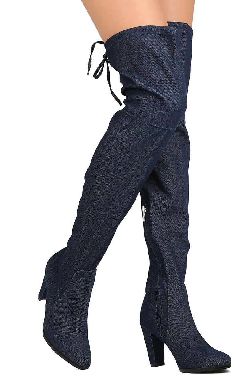 royal blue over the knee boots