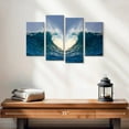 thumbnail image 2 of Elephant Stock Ocean Heart Wave Wall Art - Horizontal Multi Panel Canvas - Living Room Wall Decor - Beach Multi Panel - Teal And Blue Decor - 24" x 14", 2 of 4