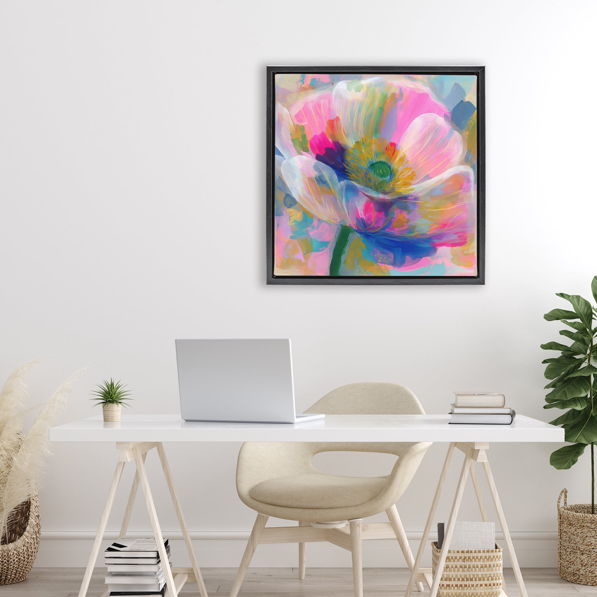Stupell Industries Backlit Kaleidoscopic Poppy Black Framed Floater Canvas Wall Art, design by Chromatic Storm Studio