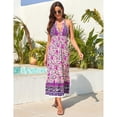 thumbnail image 5 of Yesfashion Women's Boho Deep V Neck Backless Flowy Floral Maxi Beach Dress, 5 of 5