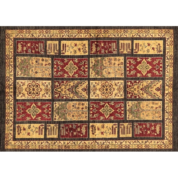 Ahgly Company Indoor Rectangle Abstract Brown Modern Area Rugs, 7' x 10'