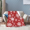 thumbnail image 4 of Winter Snowflakes Red Throw Blanket Ultra Soft Warm All Season Christmas Decorative Fleece Blankets for Bed Chair Car Sofa Couch Bedroom 80"X60", 4 of 6