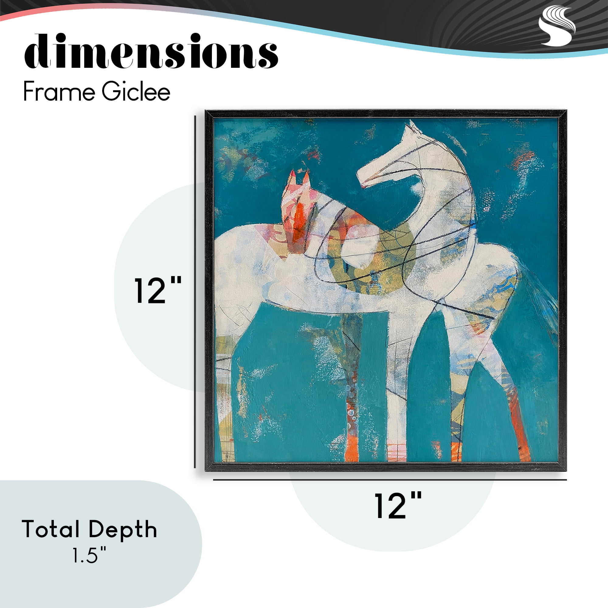In Sync Abstract Horse Pair Black Framed Giclee Art, design by Dianna Fritzler