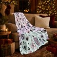 thumbnail image 3 of Pink Mint And Lavender Charm, Gothic Pastel Illustration Style for Cat Lovers And Gothic Decor Fans, Housewarming Gift with Cozy Flannel Blanket, Home Decor for Bedroom And Living Room And, 3 of 9