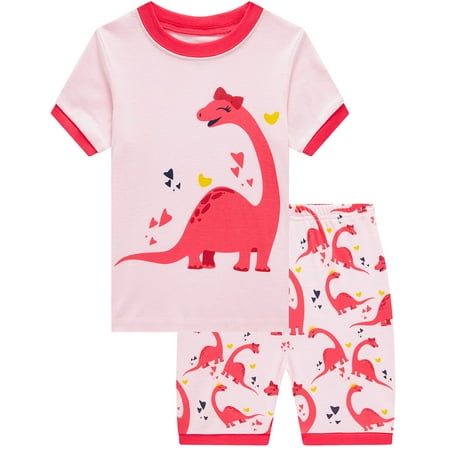 

Akyzic Girls Pjs Summer Dinosaur Pj Set Toddler Cotton Sleepwear Clothes Two Piece Easter Jammies Kids Short Sleeve Dino Pajamas 3t