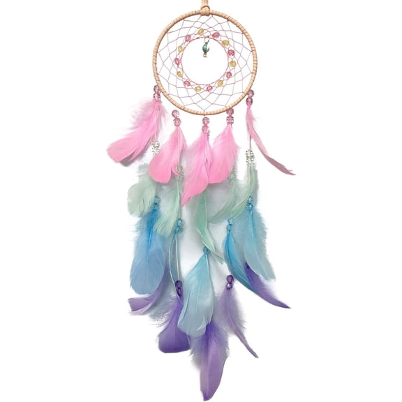 Vibrant Colorful Dream Catcher Wall Hanging, Handmade Feather Circular Net Decor, Ideal for Boys Girls Bedroom, Nursery Wall Art & Home Ornament