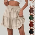 thumbnail image 3 of FUZHIQ Elastic Waist Tennis Skorts 7 Inch Women 's Tennis Golf Skirts Loose Fit Baggy Feather Graphic Ruffle Hem Built-In Shorts Pockets,L, 3 of 8