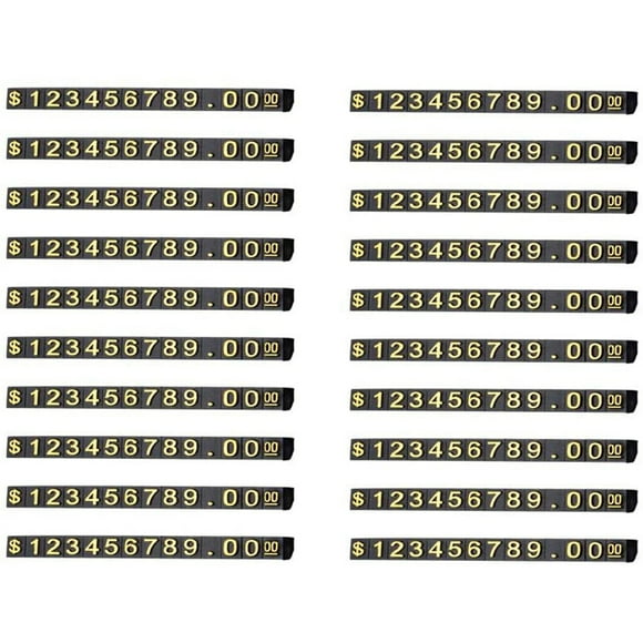 20 Sets Price Display Square Adjustable Price Tag for Price Display Counter Stand Number Letter Dollar Price Block Kit S