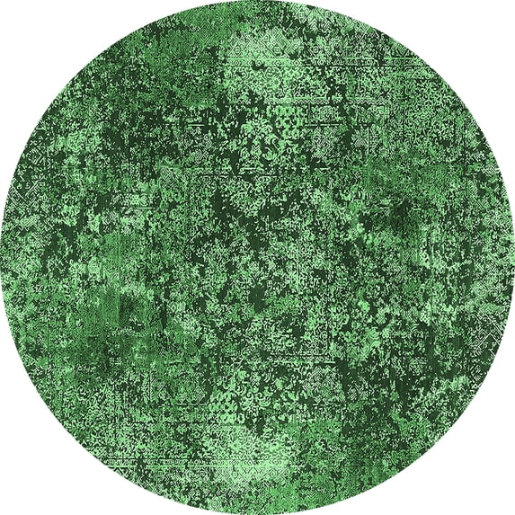 Ahgly Company Indoor Round Oriental Emerald Green Industrial Area Rugs, 3' Round