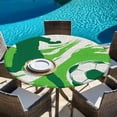 thumbnail image 6 of Green Football Round Tablecloth 55-60 Inch Round Fitted Table Cloth with Elastic Edge, Soccer Sports Player Silhouette Rustic Waterproof Table Cover Protector for Outdoor Picnic Party Dining, 6 of 9