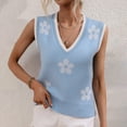 thumbnail image 2 of IROINID Gilet pour Femme Chandail à Col en V Chandail à Enfiler Couleur Unie Confortable Longueur Courte Sans Manches Hauts Blouse Chandail Tricoté, 2 of 7
