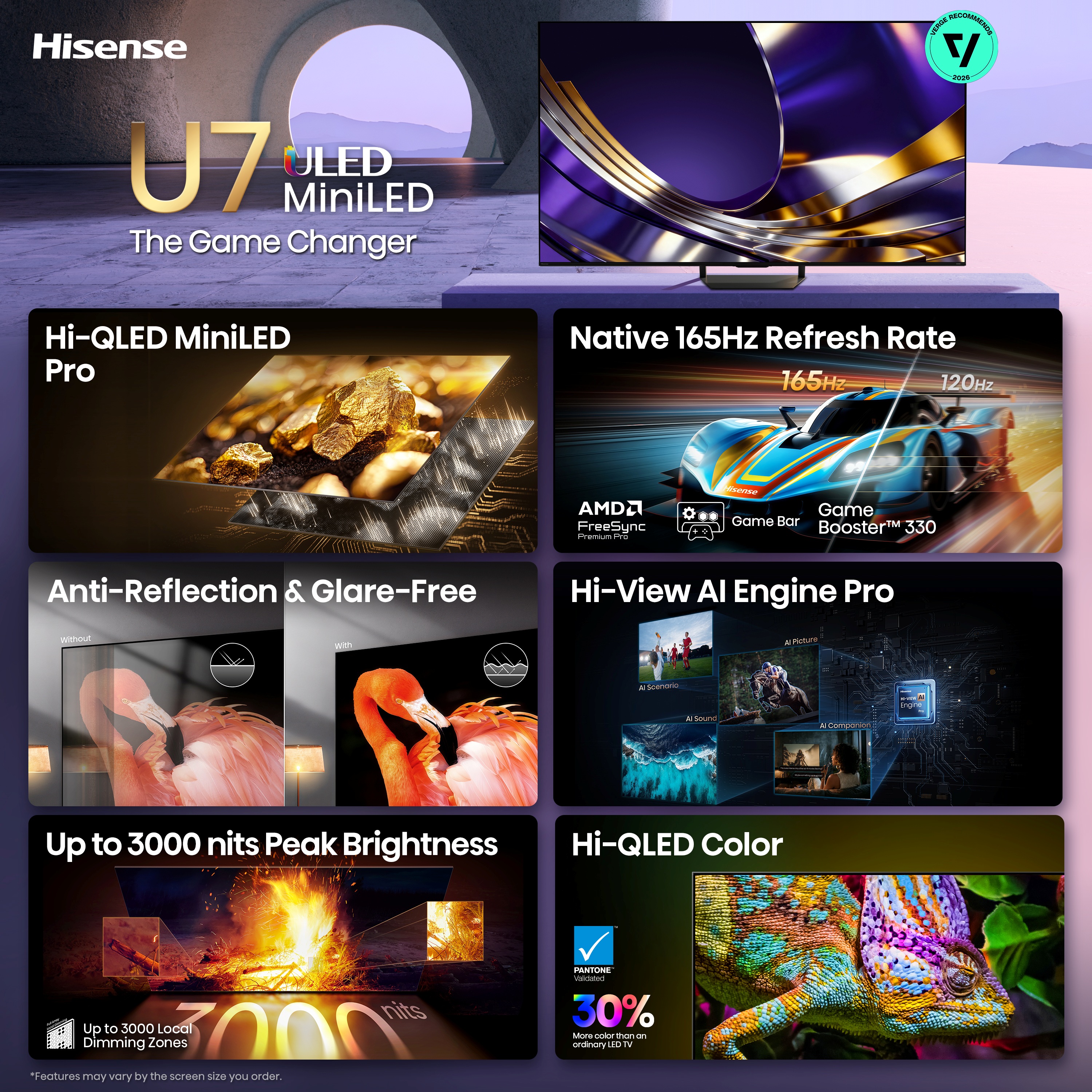 Hisense 65" U7 Mini-LED 4K Smart Google TV photo 3