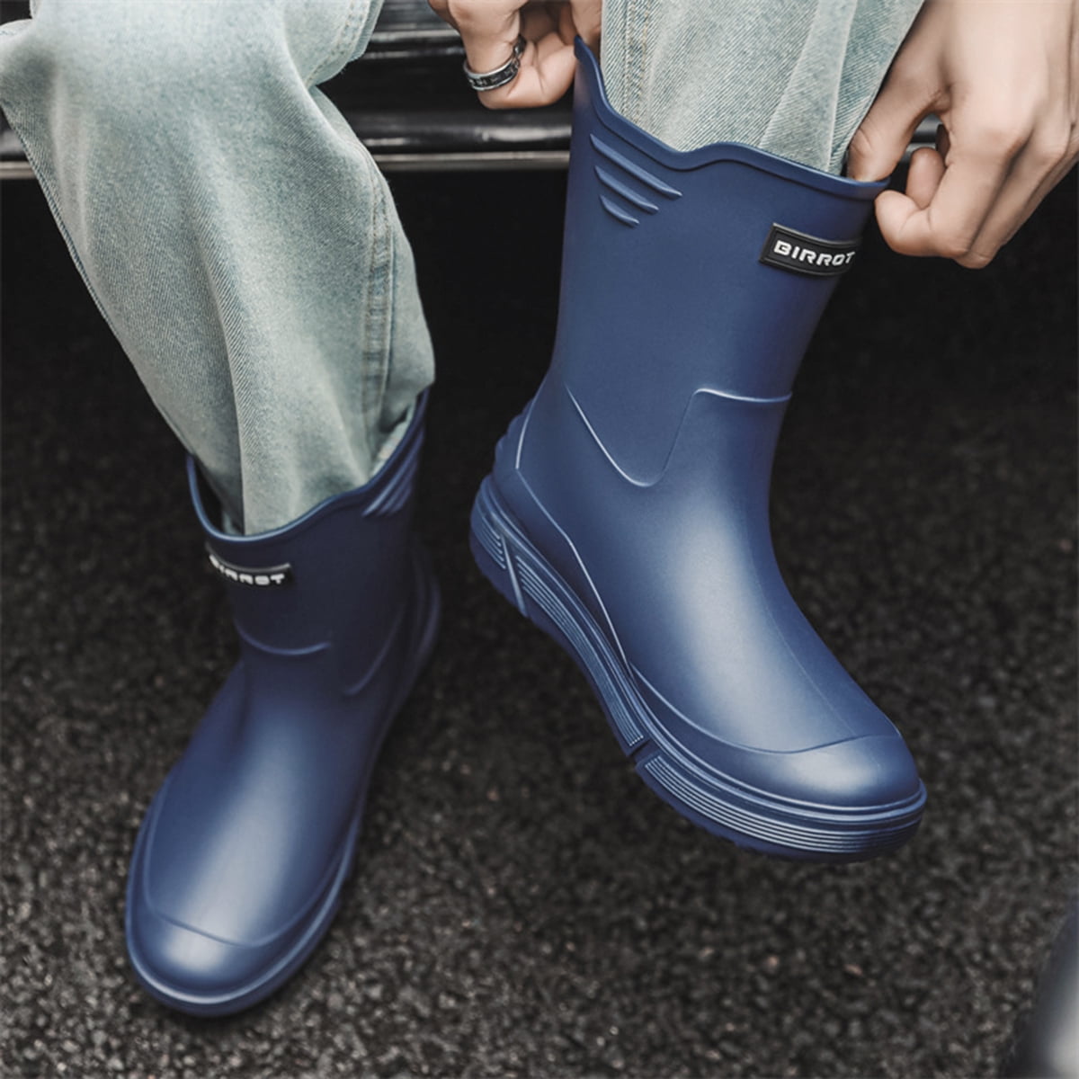 AUXDIQ Rain Shoes Men Mid-calf Boots Waterproof Rain Boots Outdoor Garden Shoes