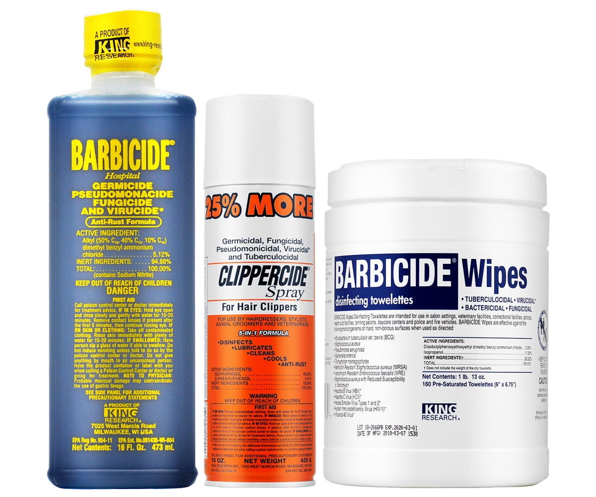 King Research Barbicide Disinfectant 16oz + Clippercide Spray 15oz ...