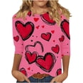 thumbnail image 2 of YTCAMLO Valentines Day Shirts for Women Casual Fashion Heart Graphic 3/4 Sleeve T Shirts Oversized Crew Neck Going out Tops Lightweight Fall Outfits, 2 of 6