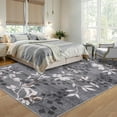 thumbnail image 2 of Garvee 5'x7' Modern Area Rug Washable Floral Accent Carpet with Non-Slip Backing, Stain-Resistant Soft Rugs Low Pile Floor Mats, Botanical Print Rug for Living Room, Bedroom, Dining Room, Gray, 2 of 9