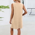thumbnail image 4 of QUNYINEY Sleeveless Sundresses for Women Plus Size Summer Cotton Midi Yellow Tank Dress Loose Fit Lace Casual Crew Neck Lounge Dresses, 4 of 6