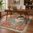 thumbnail image 3 of Wonnitar 4' x 6' Boho Area Rug for Living Room, Washable Rug for Bedroom Vintage Oriental Traditional Carpet Accent Rug for Dinning Room Office Non Ship Low Pile Stain Resistant Red, 3 of 9