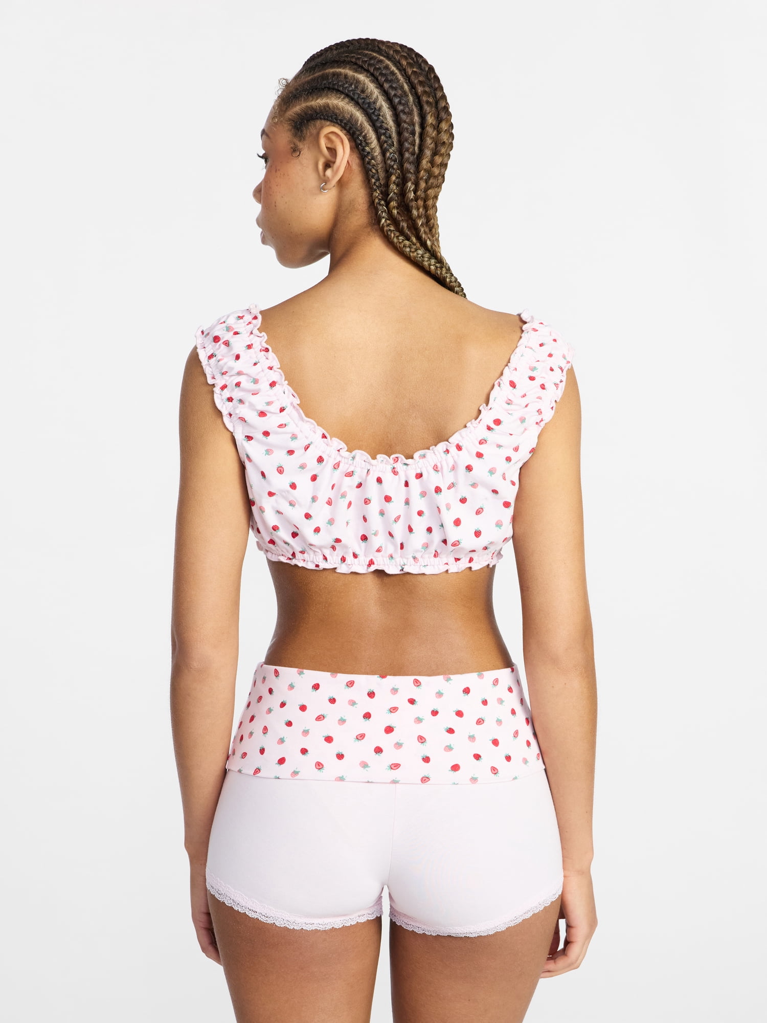 No Boundaries Bralette and Foldover Shorts Sleep Set, 2-Piece, Women's XS-XXL