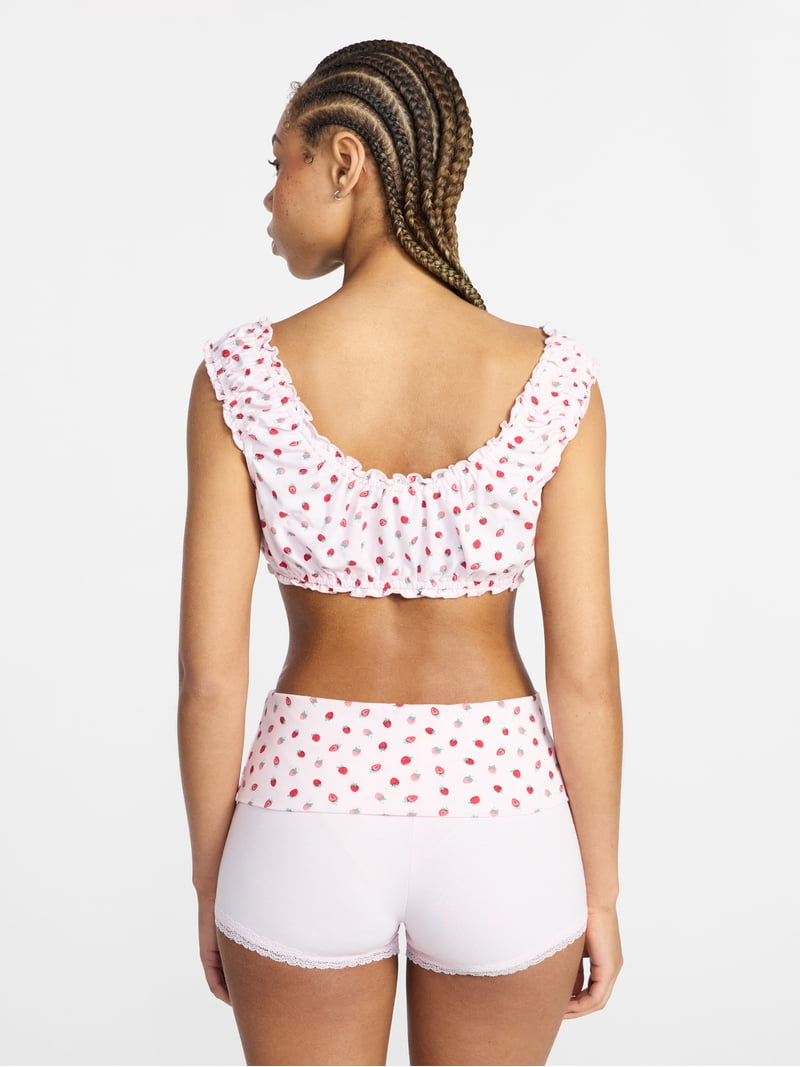No Boundaries Bralette and Foldover Shorts Sleep Set, 2-Piece