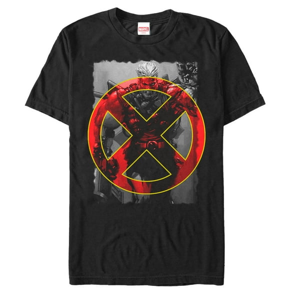 Men's Marvel Cable Grayscale X Symbol Graphic Tee Black 3X Large