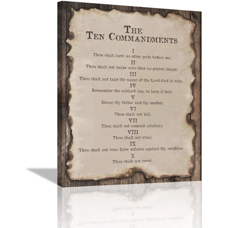 Ten Commandments Wall Art 10 Commandments Pictures Wall Decor Christian Painting Prints Bible Verse Framed Artwork Religious Canvas Home Decoration for Bedroom Living Room Office 12 x16