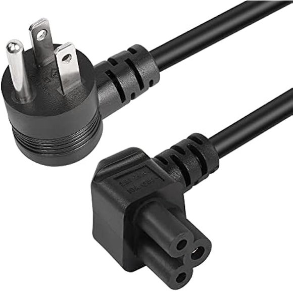 LujingZ GELRHONR 4,9 Pi 90 Degrés 3 Broches CA vers IEC320 C5 Cordon d'Alimentation, 18AWG 100V-250V Angle Haut NEMA 5-15P vers Angle Haut 3 Fentes Mickey Mouse Câble d'Alimentation Universel pour Ordinateurs Portables, Télé, Moniteurs