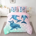 thumbnail image 2 of YST Mermaid Scales Comforter Set, Dolphin Ocean Themed, 7-Piece, Queen, 2 of 5