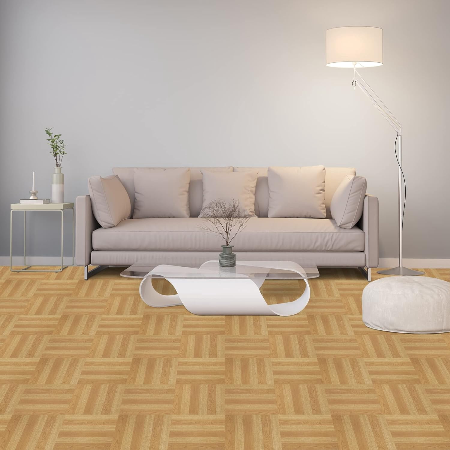 Ergode Nexus Light Oak Plank-Look 12x12 Self Adhesive Vinyl Floor Tile - 20 Tiles/20 sq. ft.