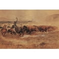 thumbnail image 2 of Russell, Charles Marion 14x11 Black Ornate Wood Framed with Double Matting Museum Art Print Titled - Pablo Allard Buffalo Drive, 2 of 4
