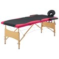 thumbnail image 1 of vidaXL Foldable Massage Table 2 Zones Wood Black and Pink, 1 of 1