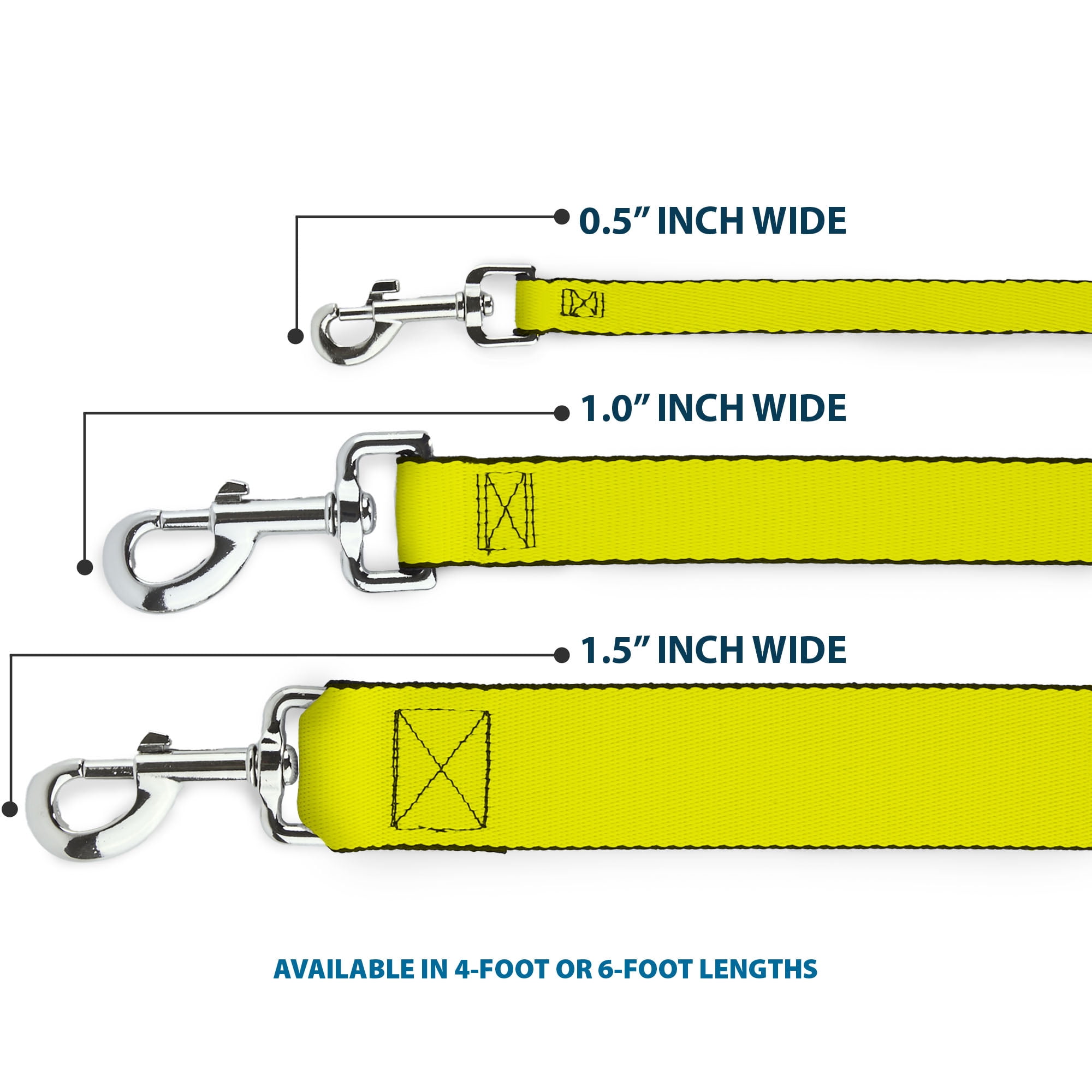Buckle-Down Pet Leash, Dog Leash, Neon Yellow, 6 Feet Long 1.0 Inch Wide