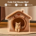 thumbnail image 2 of Cute Cat Beds for Indoor Cats, Foldable Cat House with Non-Slip Bottom, S Size Kitten Bed Up to 8 Lbs Kitty, Brown, 2 of 9
